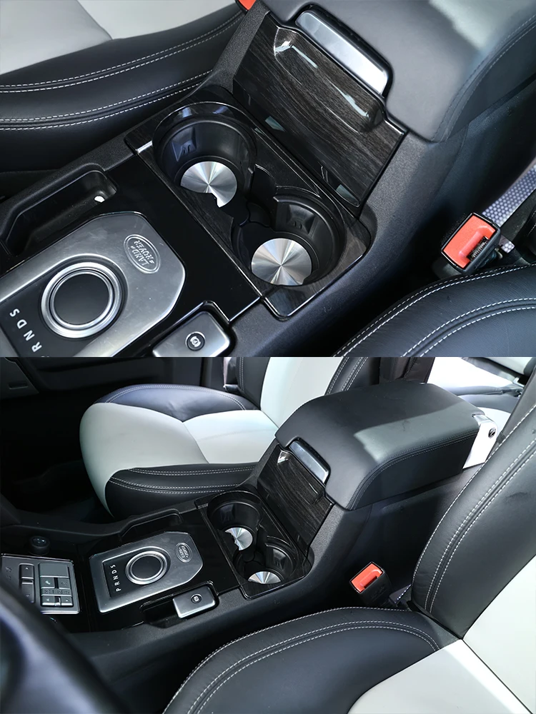 Für Land Rover Discovery 4 LR4 2010-2016 ABS Silber Auto Mittelkonsole Vordere Reihe Getränkehalter Paillettenrahmen Aufkleber Autozubehör – Detail 6