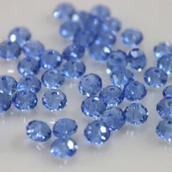 Isywaka Pink Silver Faceted Crystal Glass Spacer Beads for Jewelry Making, 50pcs (Light Blue)