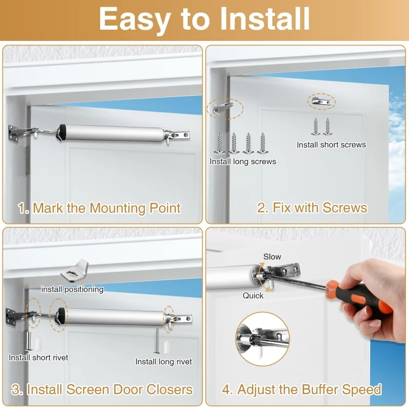 Door Closer Door Stopper 4 Color Soft Closing Automatic 35KG Pneumatic Adjustable