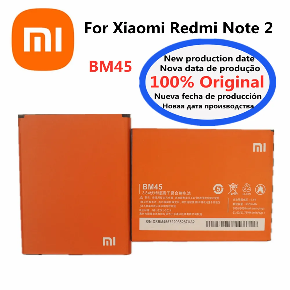 

Оригинальный сменный аккумулятор BM45 на 3020 мАч для Xiaomi Redmi Note 2 Hongmi Note2