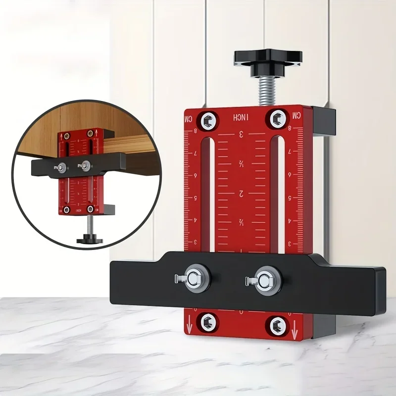 Cabinet Door Mounting Jig W/ Support Arm&Clamp,Aluminum Cabinet Door Positionner for Installing Cabinets W/ Face Frame/Frameless