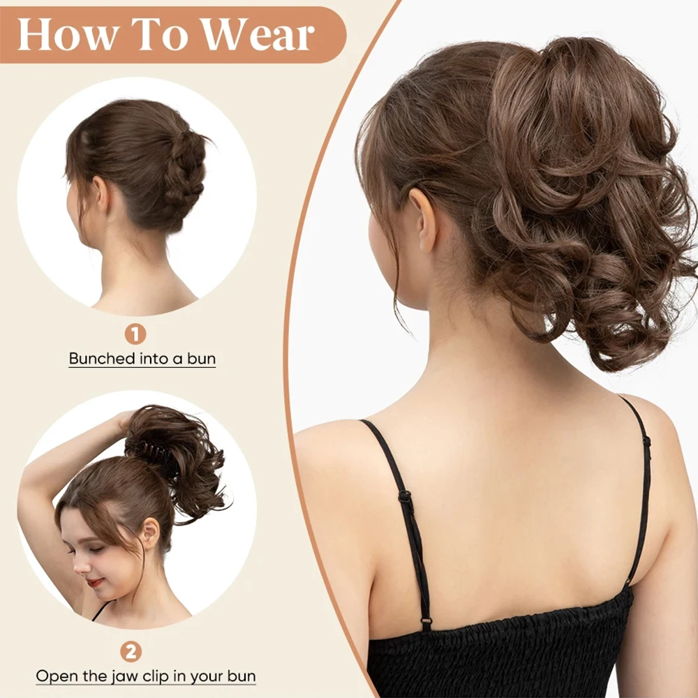 Fake Hair Extensions VIVIEIEI Synthetic Claw Clip Ponytail Hair Extensions Short Curly Natural Tail False Hair For Women Horse Tail Black Hairpiece