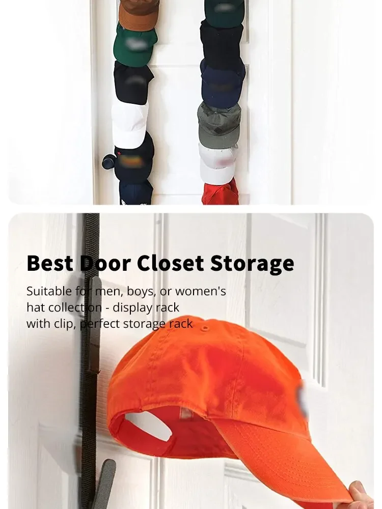Description Picture 3 of itemNylon Straps Cap Rack Storage Rack Wiht Hook For Baseball Ball Cap Over Door Closet Organizer Hat Collections Display