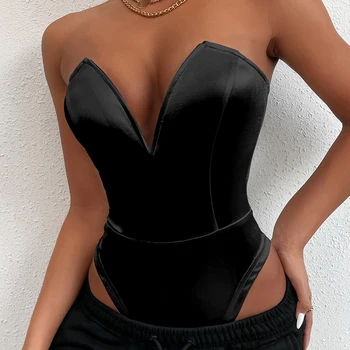 Top Bandeau SHEIN Allurite Unicolor con Bajo Asimétrico – Elegante y Sexy para Mujer
