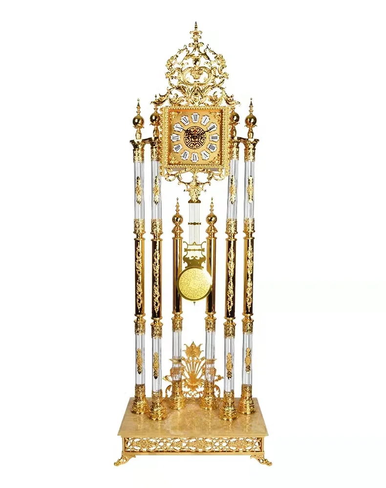 Living room European style villa vertical living room floor clock Light luxury European crystal floor clock