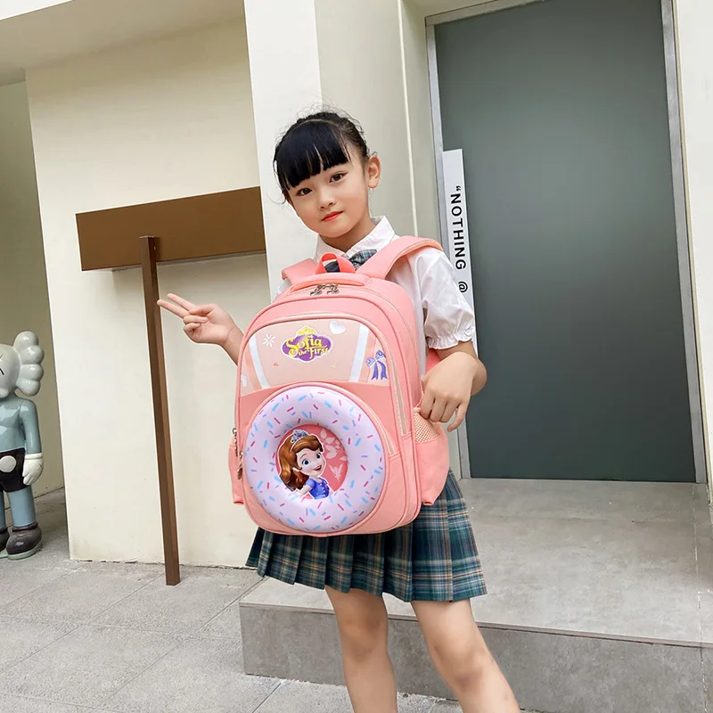 Disney Sofia School Bags For Girls Boys Elsa Spider Man Primary Student Shoulder Orthopedic Backpack Grade 1-3 Kids Gift Mochila
