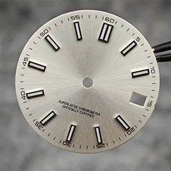 Luminous Blue-Green Watch Face with BGW9 Glow - 28.5mm Enhanced Dial for Customized Timepieces (White)