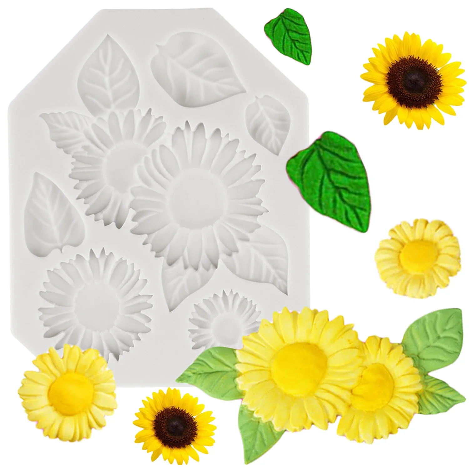 

Sun Flower Leaves Silicone Mold DIY Party Cake Border Fondant Molds Cake Decorating Tools Chocolate Gumpaste Polymer Clay Moulds