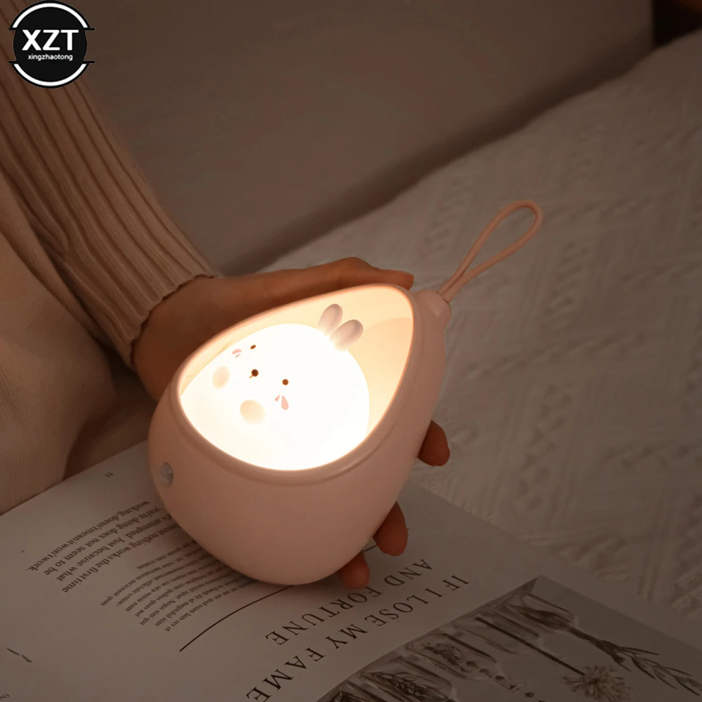 LED Night Light Sensor Control cute animal Human Induction lamp For Children Kids Bedroom USB Rechargeable Silicone wall lights