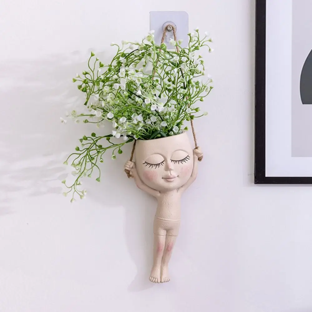 

Resin Gymnast Doll Flower Pot Creative Home Decor Hanging Flowerpot Girl Figurine Decorative Planter Home