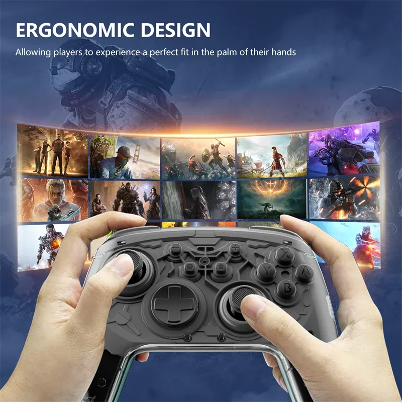 LinYuvo KS11 Translucent Black Joypad Wireless With Wake up 6axis Dual motor Turbo for Nintendo Switch/ Oled Gaming Controller