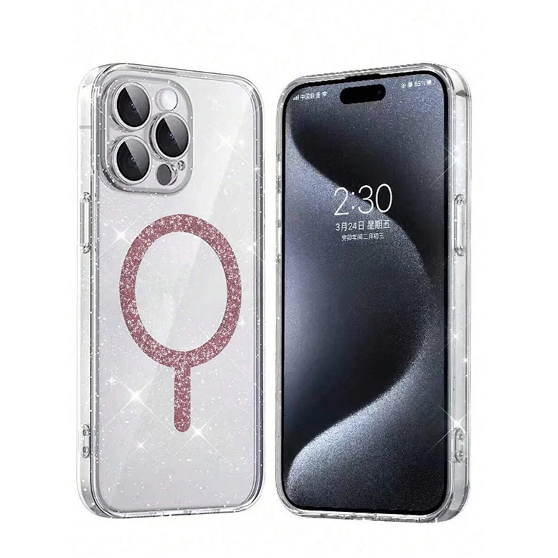 Transparent Magnetic Glitter Phone Case For iPhone 17 16 Pro thumbnail 6