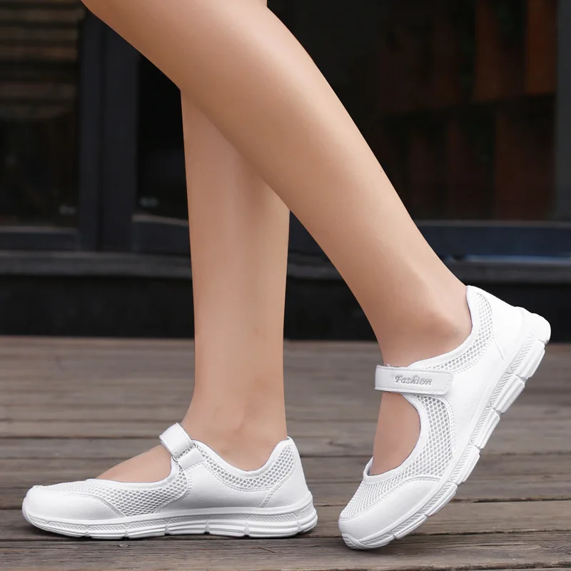 Frauen Schuhe Atmungsaktive Vulkanisierte Schuhe Weiß ZapaWomen Turnschuhe Mode Atmungsaktives Mesh Casual Wanderschuhe Frauen Arbeits Schuhe – Detail 2