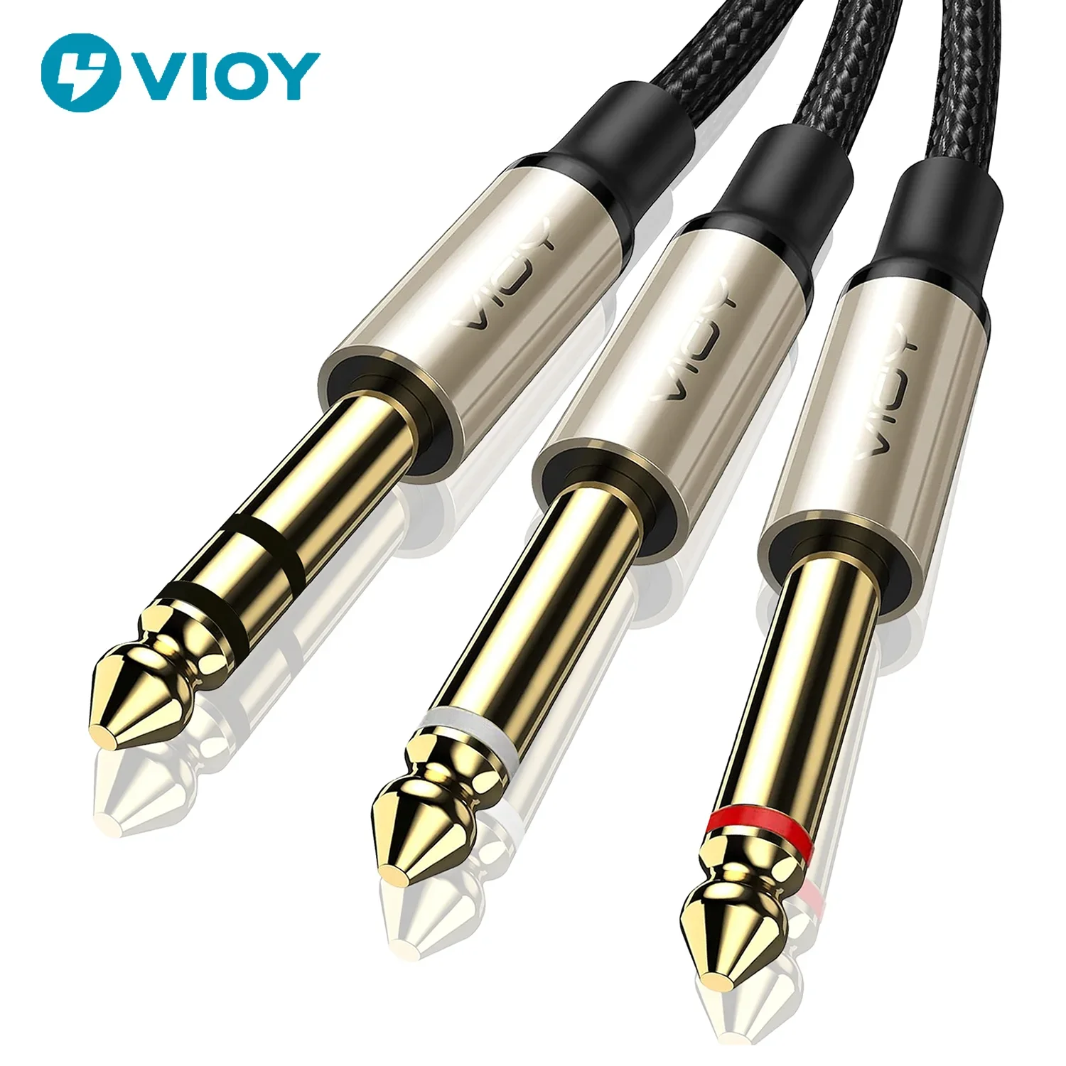 TRS Audio Cable 6.35mm 1/4 Inch TRS Male To Dual 1/4 Inch TS Male Stereo Y Splitter for Speaker Mixer Amp Guitar