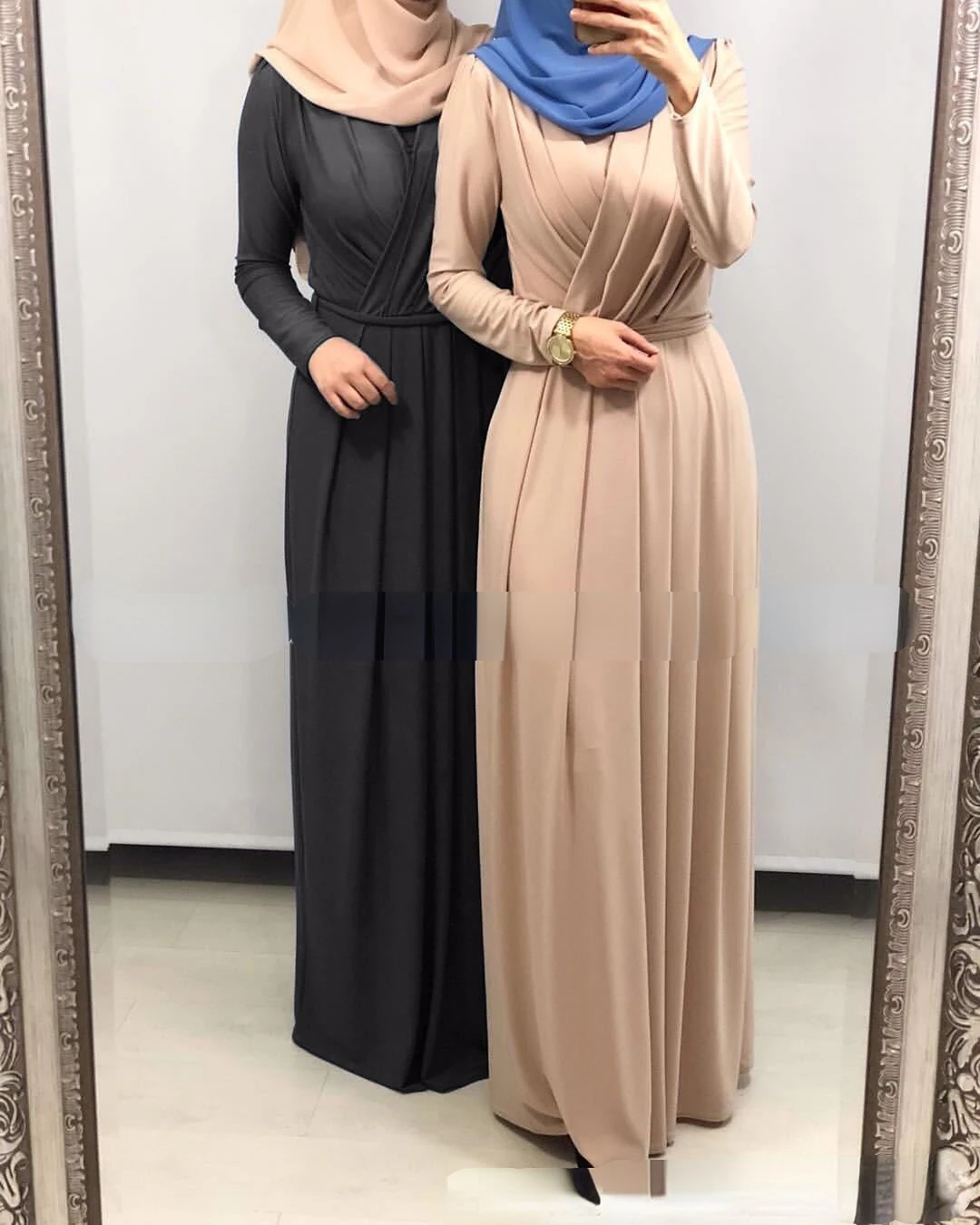 2022 New Ramadan Solid Color Modest Abayas One Piece Prayer Islam Clothing Eid Mubarak Dress Muslim Woman Dress Women Jalabiya
