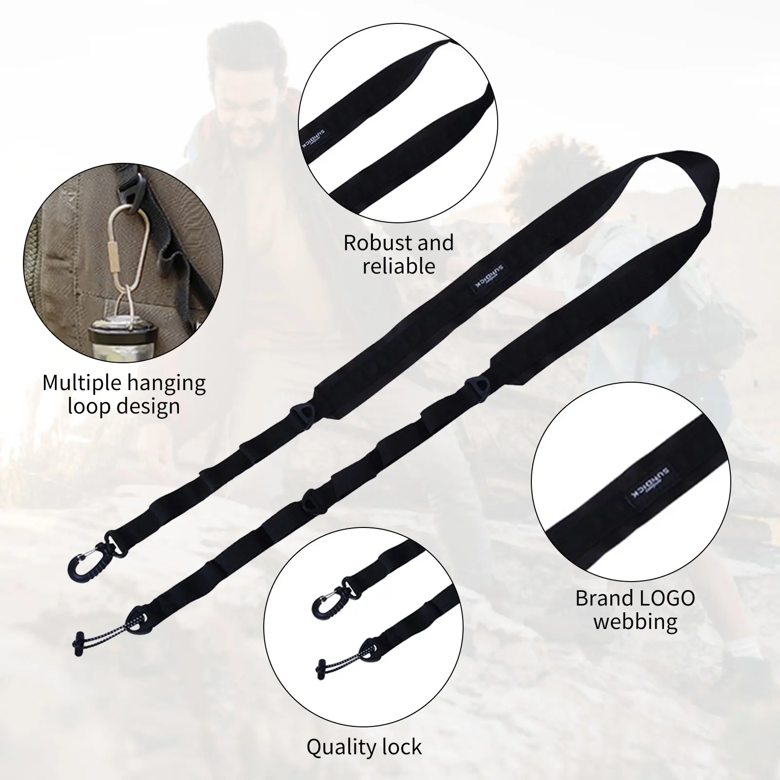 Polyester Hiking Belt with Buckle for Camping Outdoors