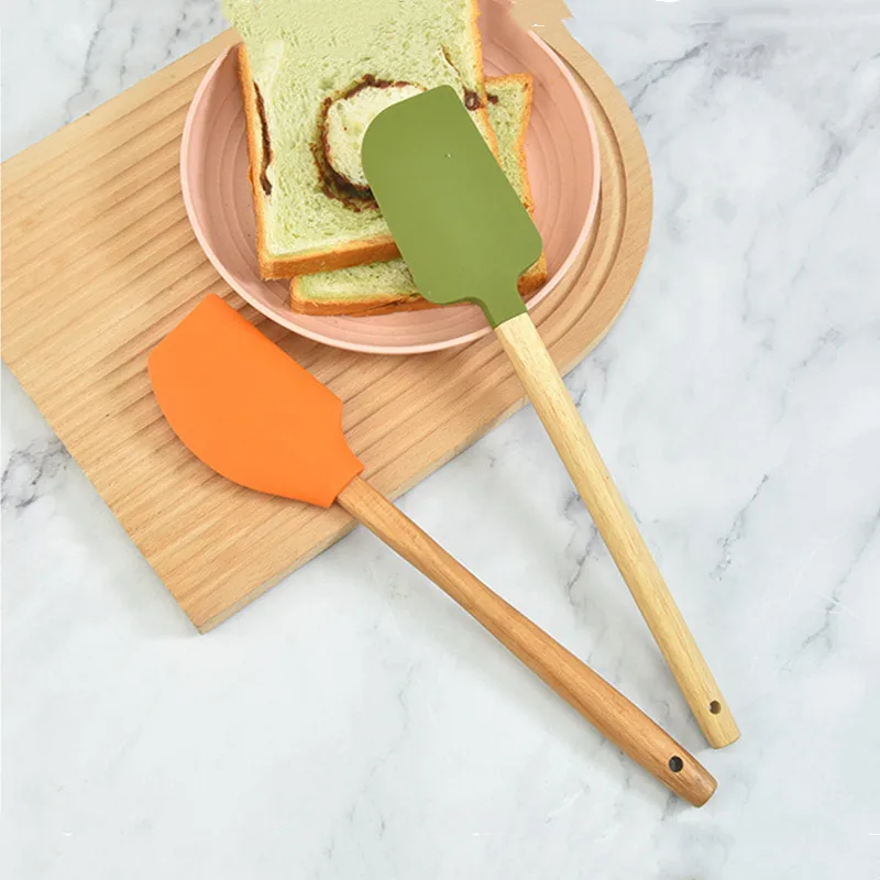 

Removable Wooden Handle Silicone Cake Spatula Kitchen Cream Pastry Baking Blender Scraper Nonstick Pizza Butter Thermomix Mixer