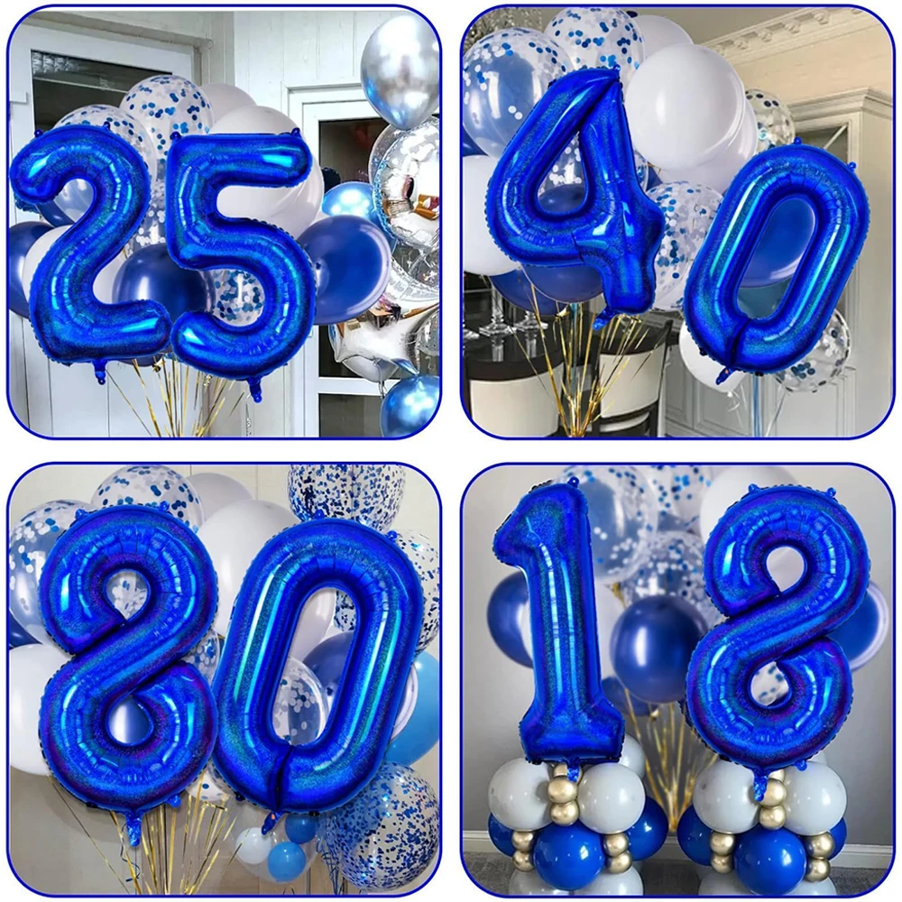 32/40 Zoll mehrfarbiger Folienballon mit großen Zahlen, 1, 2, 3, 4, 5, 6, 7, 8, 9, Geburtstagsballon, Jubiläumsfeier, Dekoration, große Zahl, Globo – Detail 5