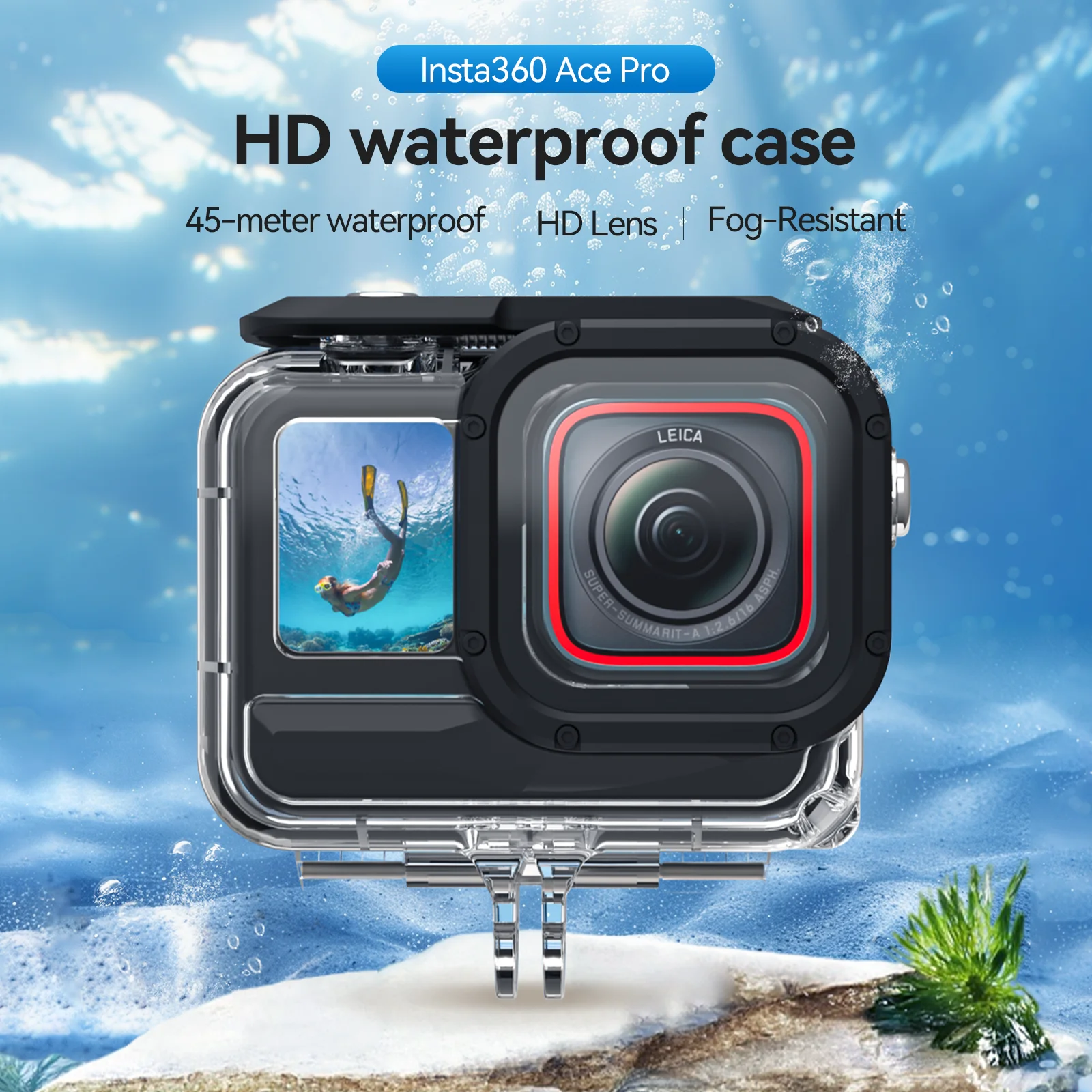 TELESIN 45M Waterproof Case for Insta360 Ace pro Underwater Diving