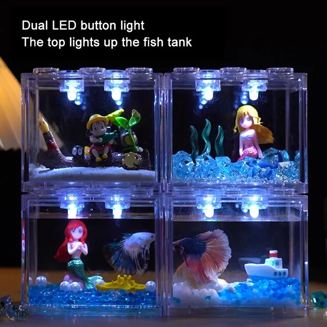Desktop Ornament for Viewing Betta Fish Tank Aquarium Transparent Mini Fish Tank Creative Multi Functional Building Blocks 4