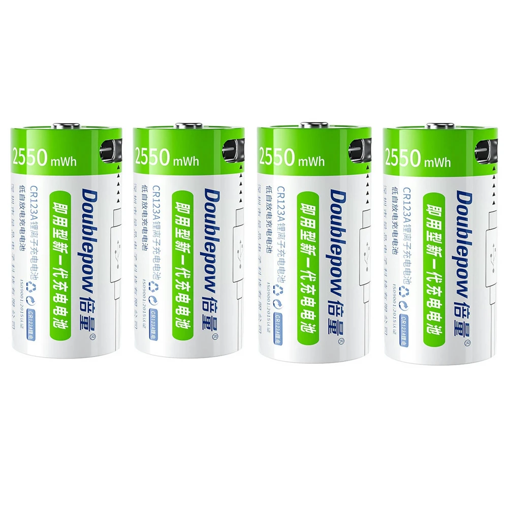 

4pcs/lot Original 2550mWh CR123A rechargeable lithium battery 3.7V USB lithium battery type-c charging