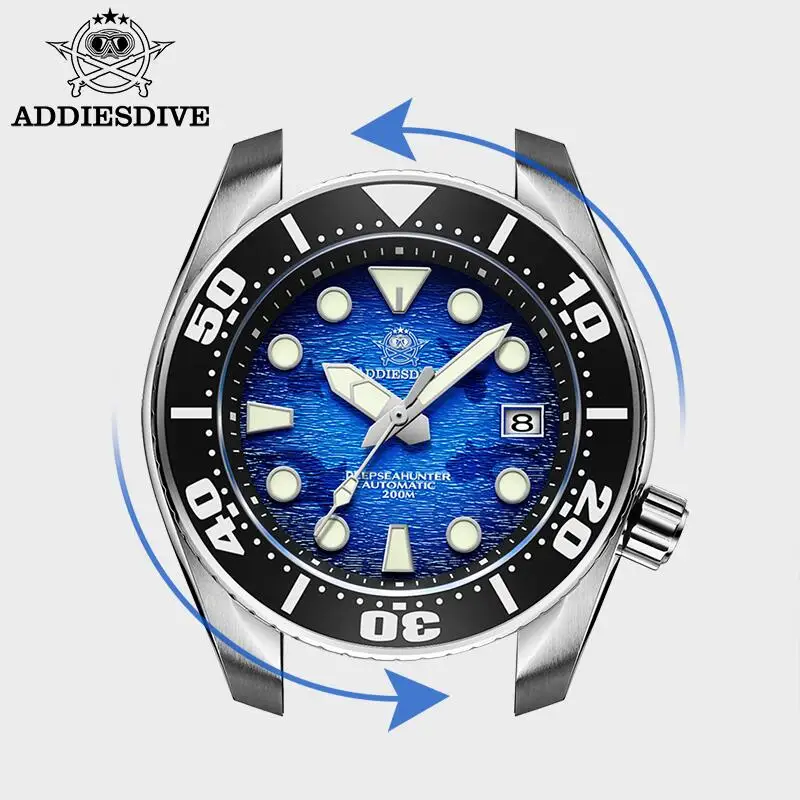Mechanical Watch ADDIESDIVE Men Automatic Mechanical Watch AD2102 200m Waterproof BGW9 Super luminous relogios masculinos