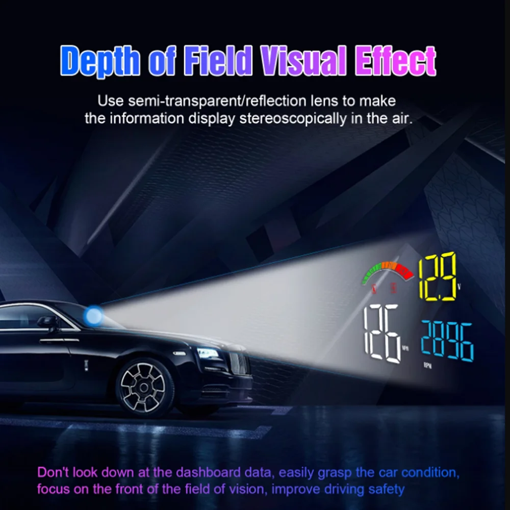 ZQKJ-C800 HUD OBD2  GPS  ý ڵ ӵ RPM  Һ  溸, ׼ Ʈ   ÷