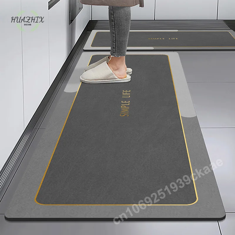 

Kitchen Floor Mat Super Absorbent Carpet Diatom Mud Doormats Bathroom Pad Anti-Slip Bath Foot Mats Washable Simplicity Long Rug