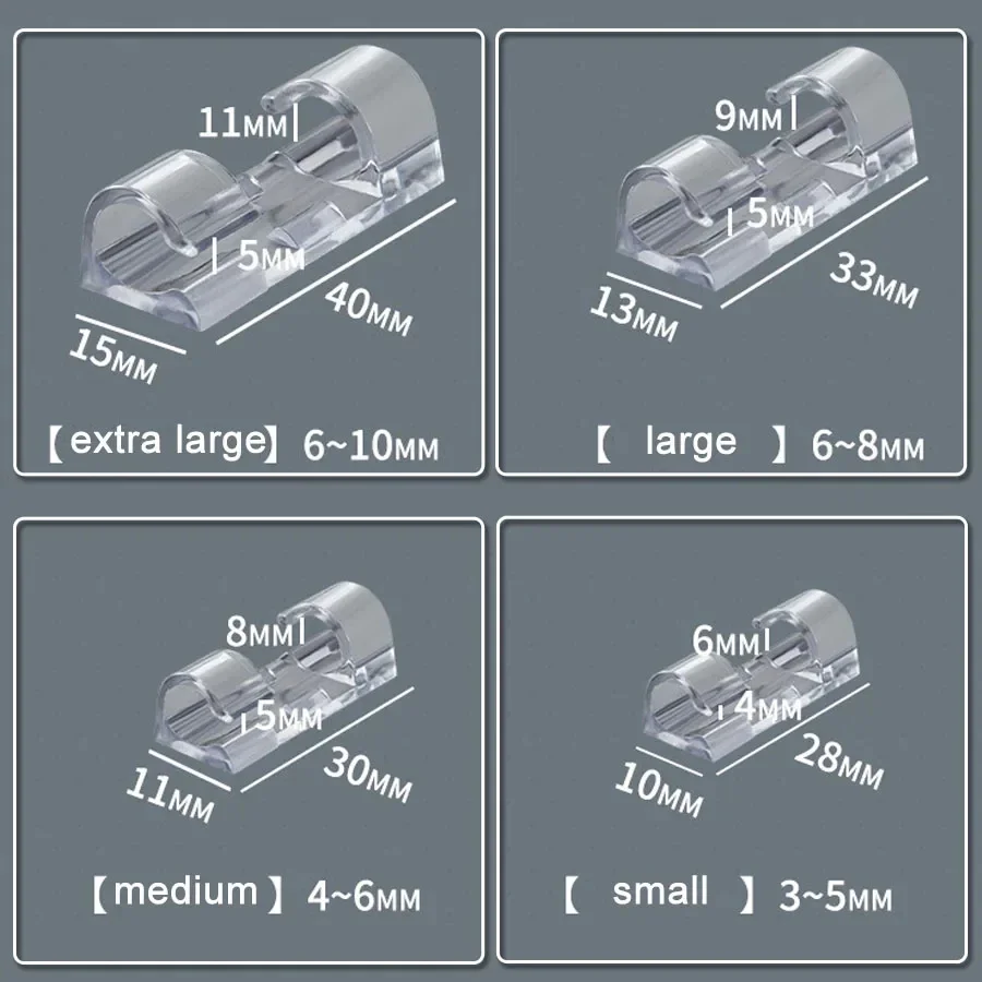 Cable Organizer Clips Transparent Self-Adhesive Wire Management For Home Desk Office Kitchen Wire Clamp Manager 100/20pcs cable organizer,cable clip,cable clamp
