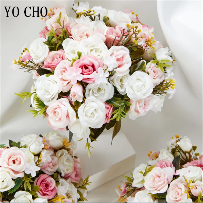 Wedding Bouquets Wedding Flower Decoration Bride Wedding Bouquet Bridesmaid Holding Flors Pink Roses Artificial Flower