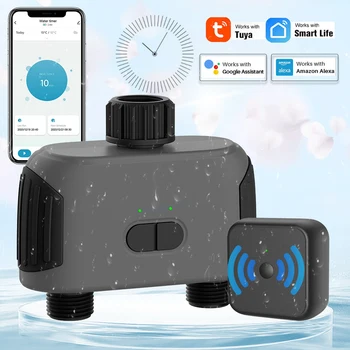 Minuterie 2 voies Compatible WIFI/Bluetooth, programmation automatique, prise US EU UK AU, système d'irrigation de jardin, contrôleur intelligent d'arrosage 1