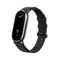 Premium Leather Strap - Sporty Replacement Band - Xiaomi Mi band 8 (3 black)