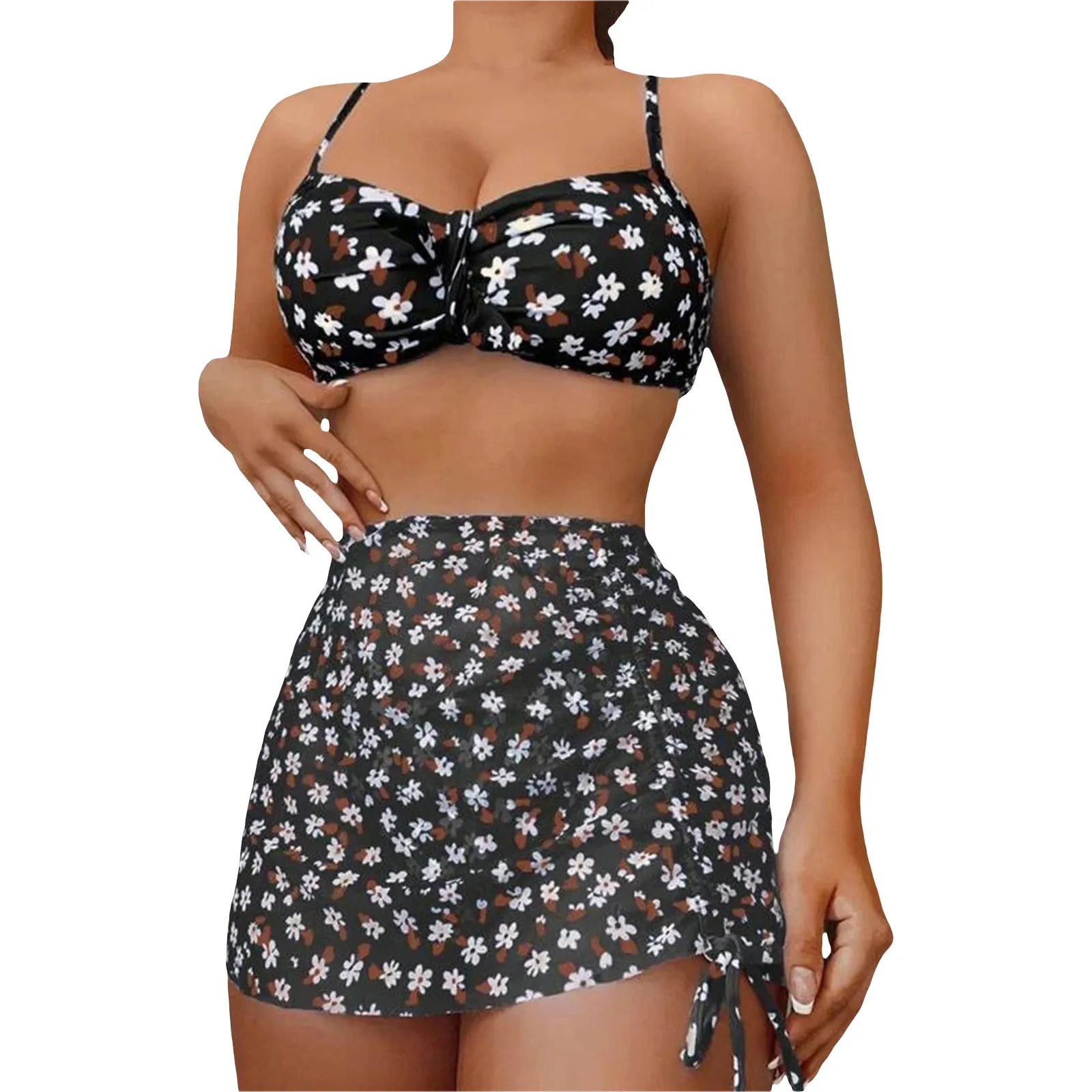 

Женский раздельный купальник-бикини, сексуальный раздельный купальник, однотонный раздельный купальник-бикини с принтом листьев