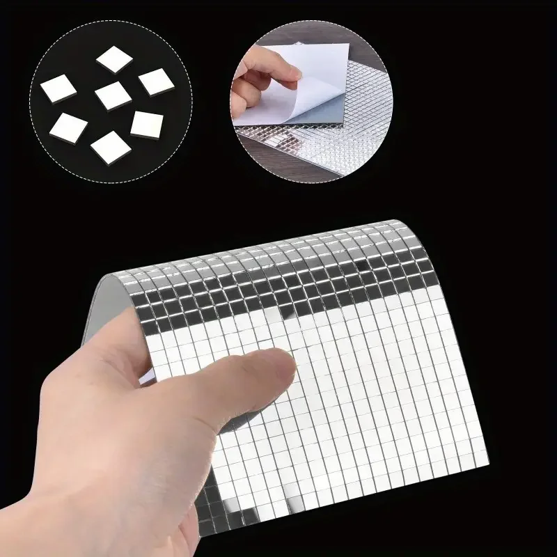 1PC Mirror Wall Sticker Self-Adhesive Square Mosaic Tiles Stickers For Home Bathroom Wall Decor Wedding Bar Diy Disco Ball wall stickers