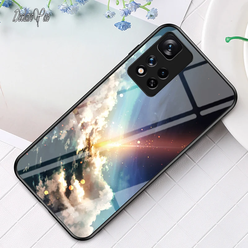 Pour Xiaomi Note 10 Lite 10 Pro 11 Pro étui en verre DECLAREYAO Coque en verre trempé miroir dur de luxe pour Xiaomi Mi CC9 Pr_voghion.com