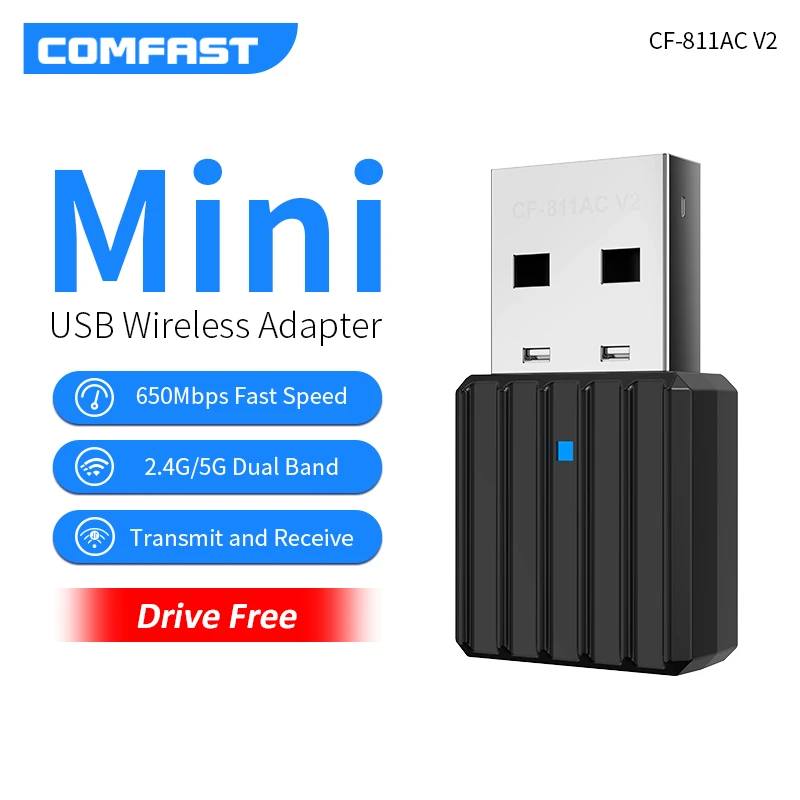 

5Ghz 650Mbps free driver Wireless Network wifi Card Mini Usb Wi-Fi Dongle Antenna dual band Wifi Adapter for laptop desktops