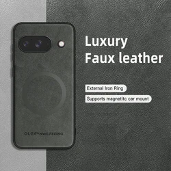 Vintage Classic Leather Magnetic Phone Case - Shockproof Back Cover for Google Pixel 8 Pro (Gray)