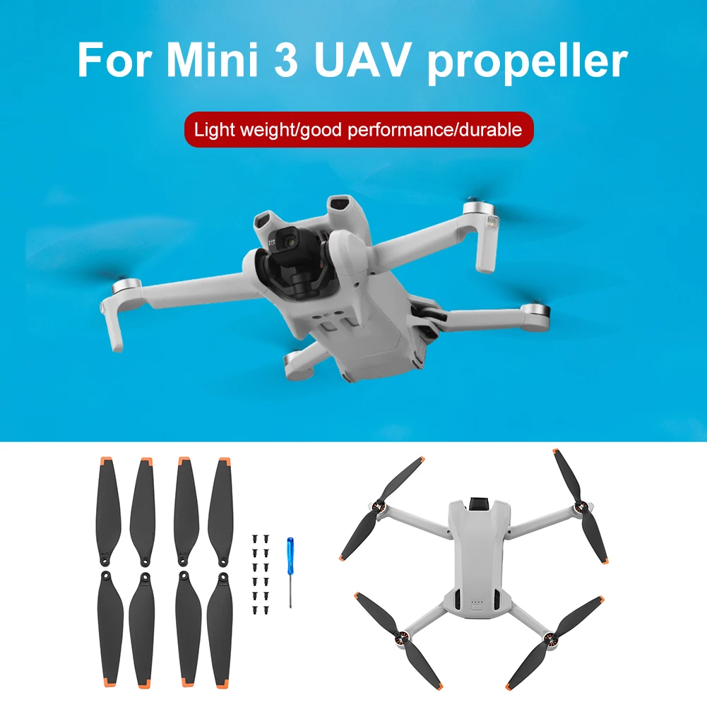 2 Pairs Props Blade Wing Fans Spare Parts PC Drone Props Blade Replacement with Screwdriver Screw Accessories for DJI Mini 3
