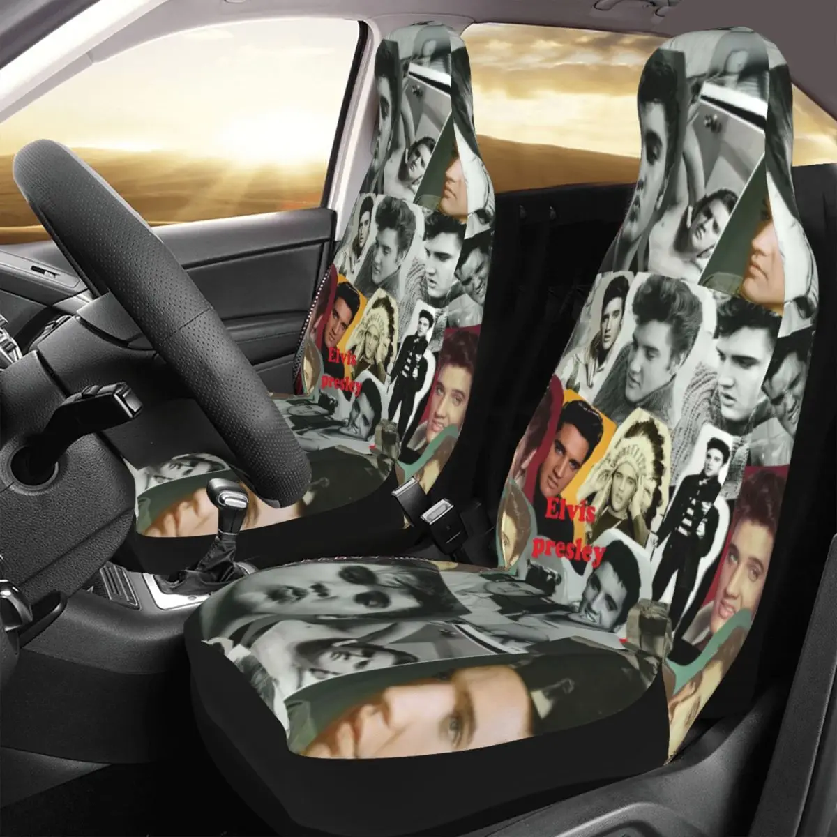

Elvis Presley Car Seat Cover Custom Printing Universal Front Protector Accessories Cushion Set