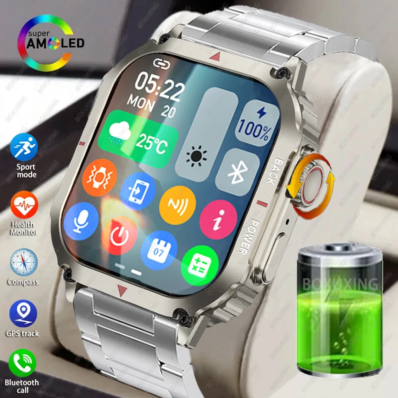 

New Smart Watch Men Military For Android IOS Heart rate IP68 Waterproof Watches Bluetooth Call Smartwatch GPS Motion Trajectory