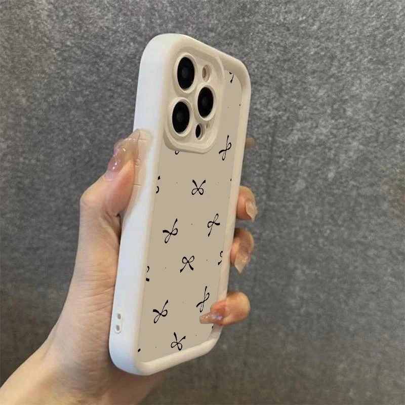 Elegant Black Bow Silicone Soft Phone Case - Shockproof Bumper Back Cover
