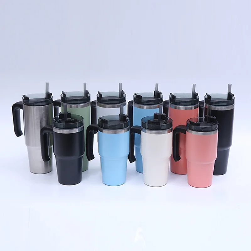 

30OZ Stainless Steel Vacuum Thermos Ice Tyrant Cup Car With Slider Cover Handle Insulated Leakproof Coffee Mug Water Beer Bottle