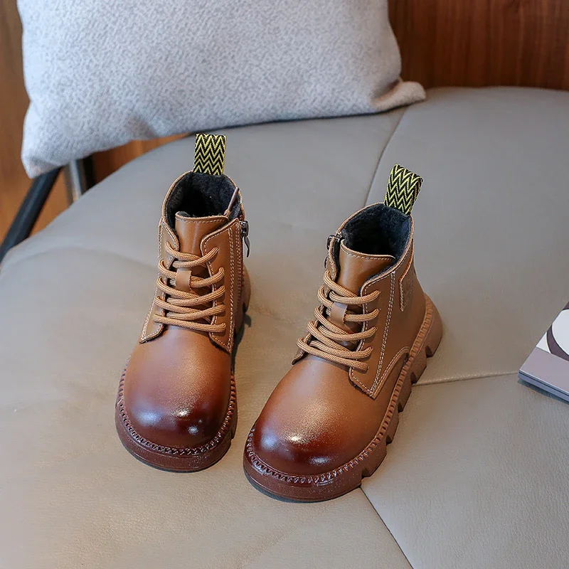 

New Boys Short Boots Versatile Soft Breatheable Side Zipper Fashion Non-slip Children Casual Ankle Boots Kids Boots 2023 Simple