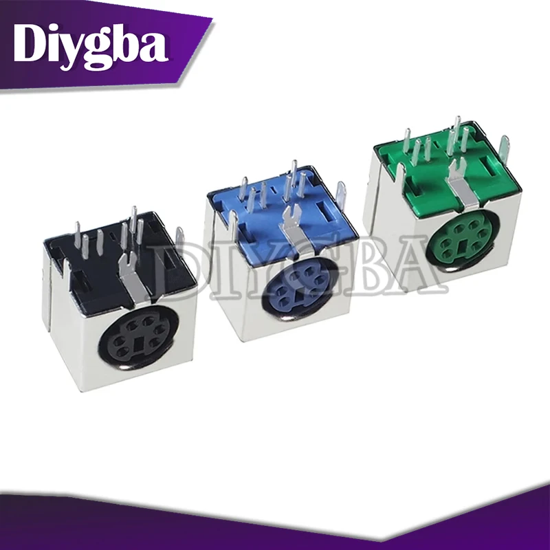 10 Pz Ps2 6P 6 Pin Connettore Presa Tastiera Mouse Presa Viola Verde Nero