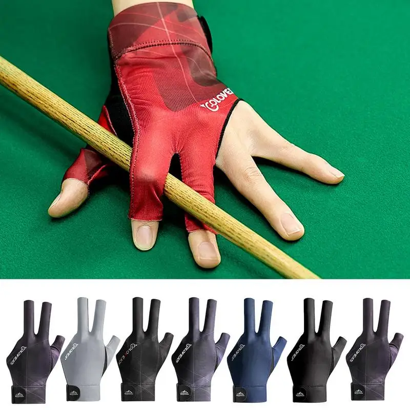 MenWomenSnookerBilliards3FingersGlovesNonSlipBreathableLeft