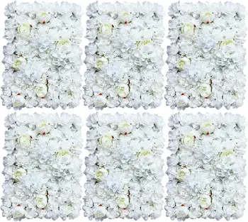 6PCS Flower Panels Artificial Flower Wall, Romantic Floral Backdrop for Wedding Home Garden Party Decor 1
