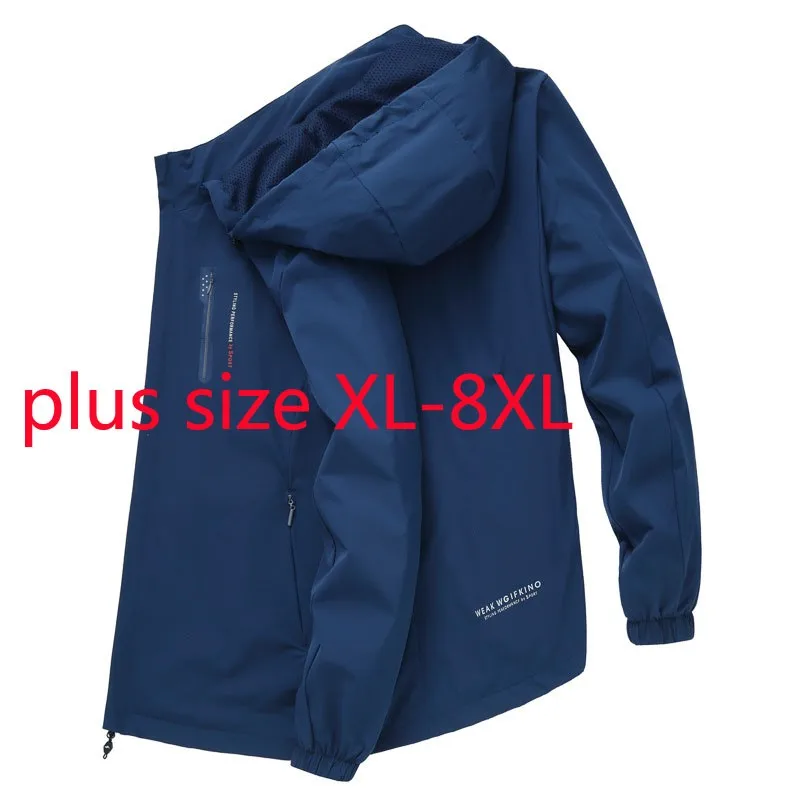 

New Arrival Fashion Super Large Spring And Autumn Men Coat Young Jacket Hooded Thin Windbreaker Plus Size XL 2XL -6XL 7XL 8XL