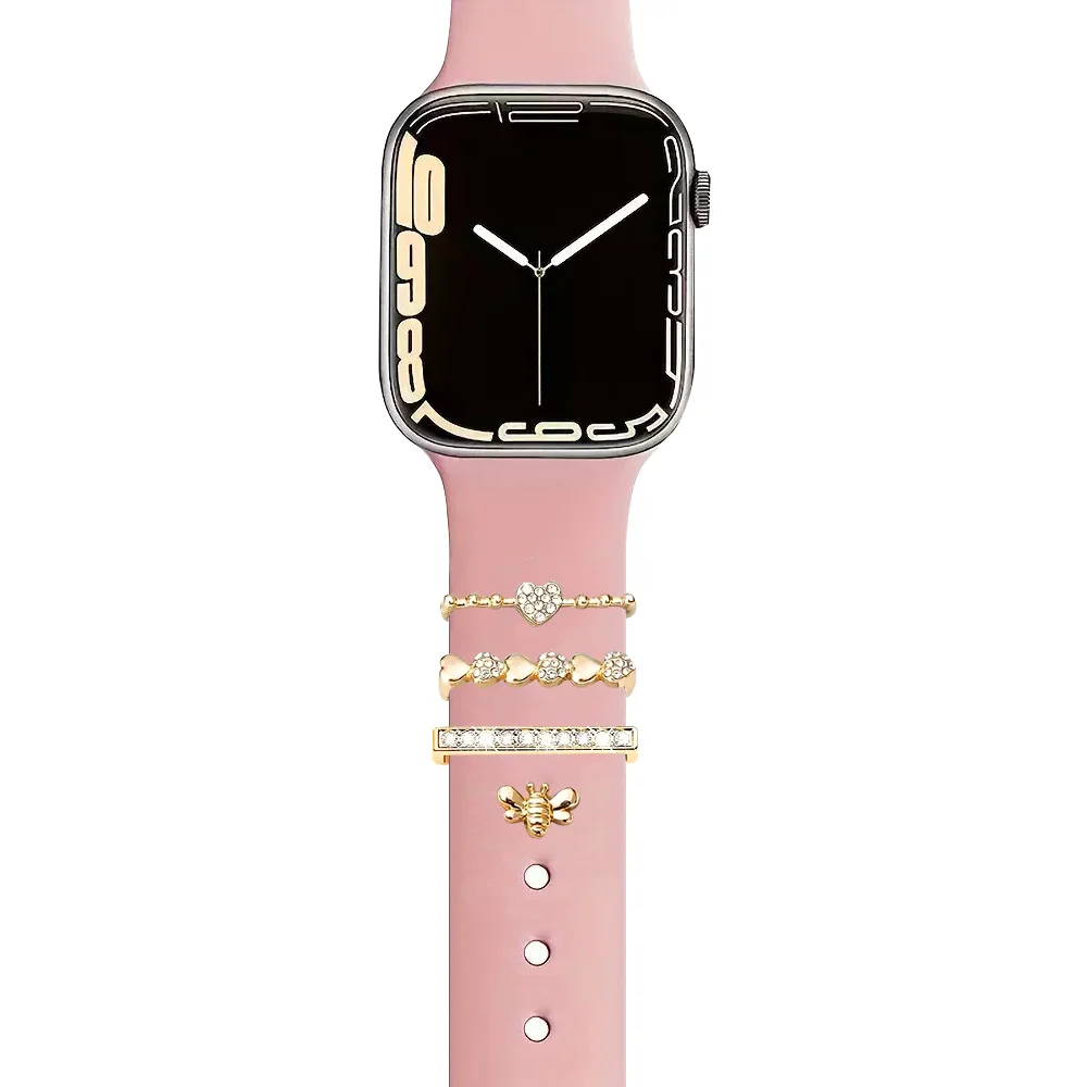 Stylish Bee and Heart-Themed Watchband Accessory Set
