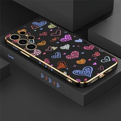 Cute Cartoon Love Heart Pattern Phone Case Cover - S23 Ultra 5G (Black - 717)