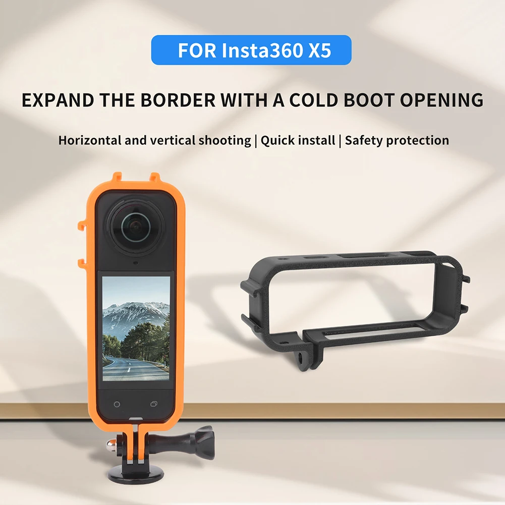 Protective Frame Case for Insta360 X4 w/Cold Shoe Rabbit Cage 1/4' Threads Mount Magnetic Quick Release Expansion Housing Case